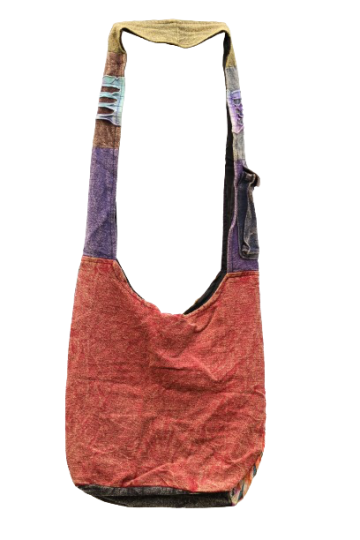 318.1 achter - hippie tas regenboog - oranje zon - rode achterkant