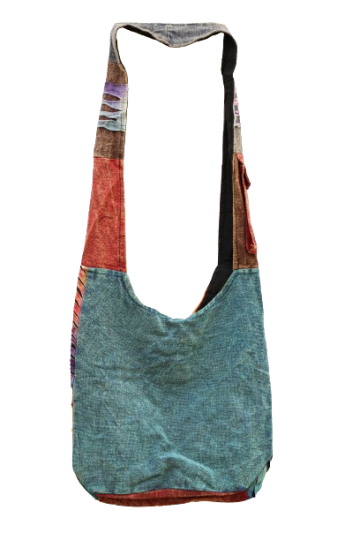 318.16 achter - hippie tas regenboog - gele zon - turkooise achterkant