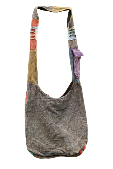 318.2 achter - hippie tas regenboog - oranje zon - donkerblauwe achterkant