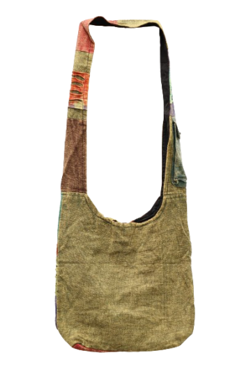 319.15 achter - hippie tas bloemen en peace - mosgroene achterkant