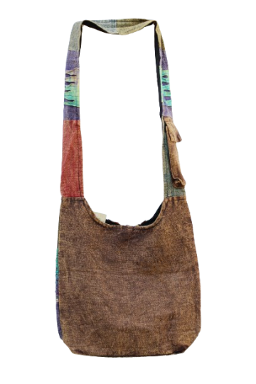 319.2 achter - hippie tas bloemen en peace - bruine achterkant