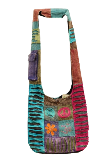 320.20 voor - hippie tas prints en razorcut - turkooise achterkant