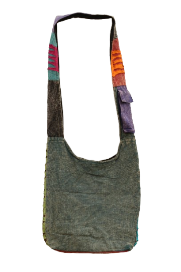 320.25 achter - hippie tas prints en razorcut oranje bloem petrol achterkant
