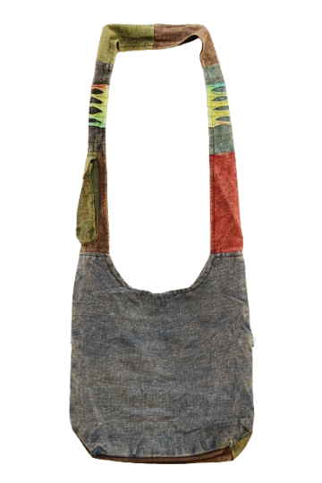 321.13 achter - hippie tas peace en franjes - donkerblauwe achterkant