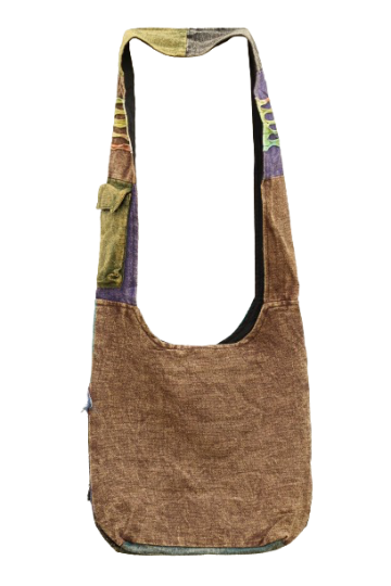 321.15 achter - hippie tas peace en franjes - bruine achterkant