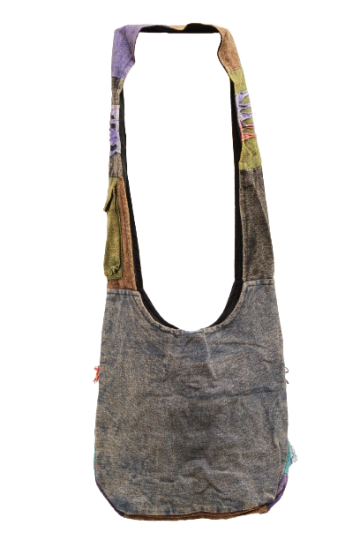 321.8 achter - hippie tas peace en franjes - donkerblauwe achterkant