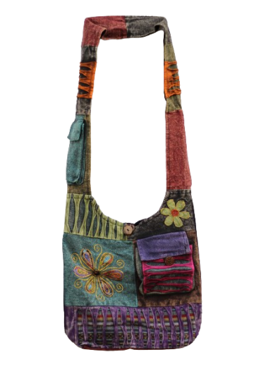 322.11 voor - hippie tas bloem - zwarte achterkant