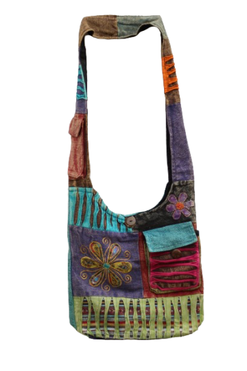 322.13 voor - hippie tas bloem - turkooise achterkant