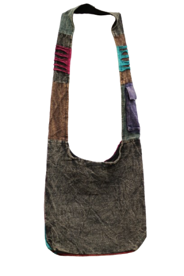 322.16 achter - hippie tas bloem - zwarte achterkant