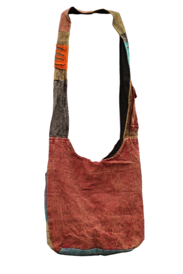 322.19 site achter - hippie tas bloem zwart vlak rode achterkant