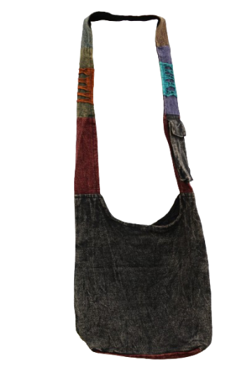 322.4 achter - hippie tas bloem - zwarte achterkant