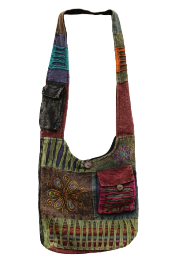 322.4 voor - hippie tas bloem - zwarte achterkant