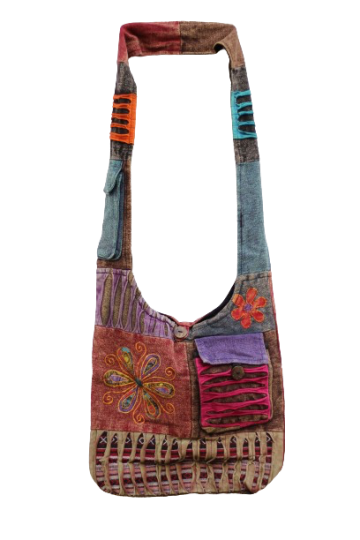 322.7 voor - hippie tas bloem - rode achterkant