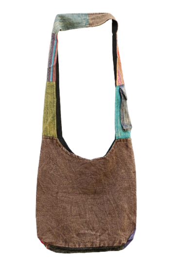 323.18 achter - hippie tas bloemenduo - bruine achterkant