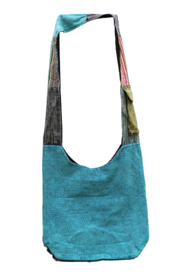 323.19 achter - hippie tas bloemenduo - turkooise achterkant