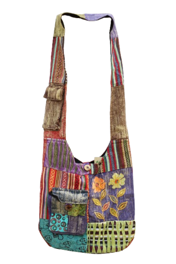 323.2 voor - hippie tas bloemenduo - rode achterkant