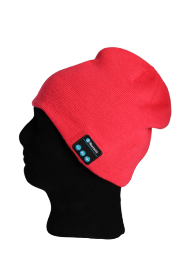Bluetooth beanie muts rood / fuchsia links