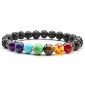 Chakra armband lava black stone