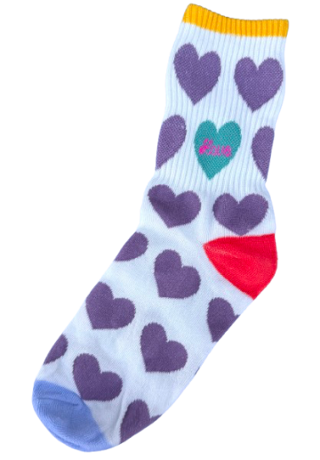 Hartjes sokken love wit met lila hartjes 35 40