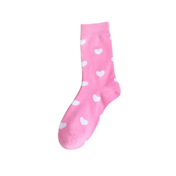 Hartjes sokken roze met witte hartjes
