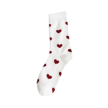 Hartjes sokken wit met rode hartjes