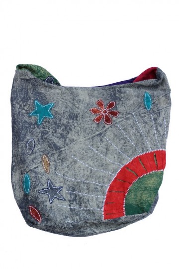 Hippie tas 308.5 zonnestralen grijs rood rood blauw jeans