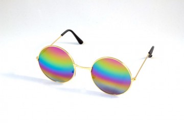 Hippiebril regenboog links