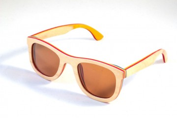 Houten bril blank gekleurde lagen links