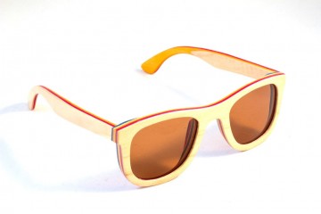 Houten bril blank gekleurde lagen rechts