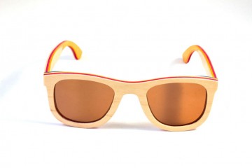 Houten bril blank gekleurde lagen voor