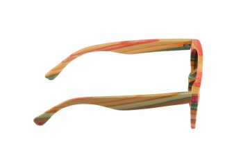 Bamboe zonnebril kleurrijk blauw rechterpoot
