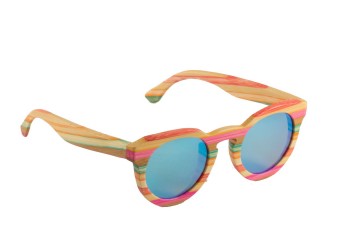 Bamboe zonnebril kleurrijk blauw rechts