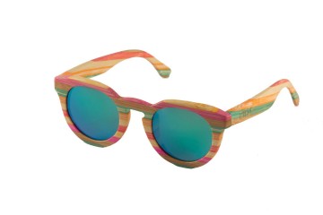 Bamboe zonnebril kleurrijk groen links
