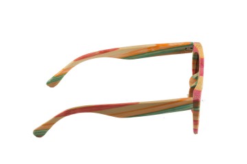 Bamboe zonnebril kleurrijk groen rechterpoot