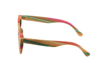 Bamboe zonnebril kleurrijk oranje linkerpoot