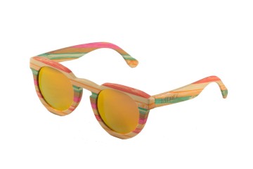 Bamboe zonnebril kleurrijk oranje links