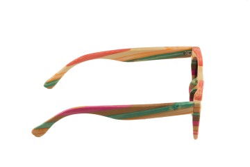 Bamboe zonnebril kleurrijk oranje rechterpoot