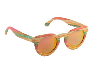 Bamboe zonnebril kleurrijk oranje rechts