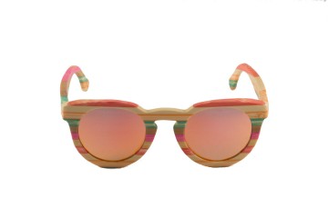 Bamboe zonnebril kleurrijk oranje voor