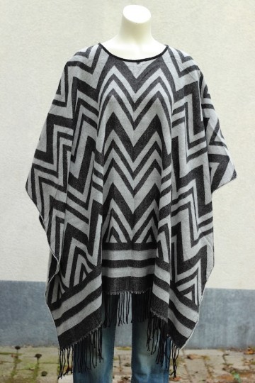 Poncho grijs zwart voor