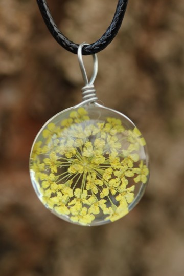 Ketting hanger bloem geel