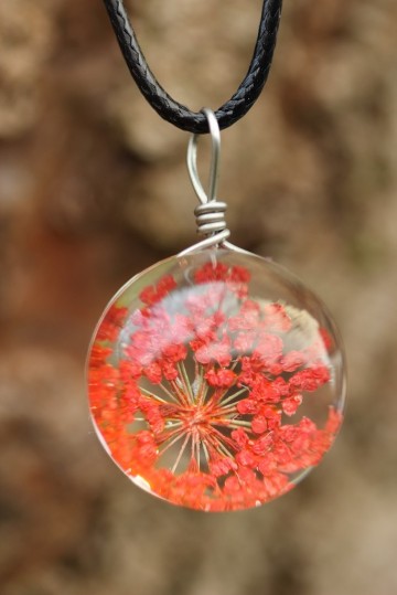 Ketting hanger bloem rood