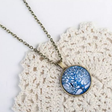 Ketting medaillon cabochon blauw stock