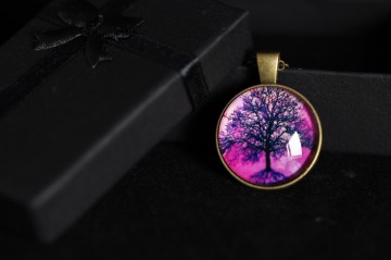 Ketting medaillon cabochon roze low key