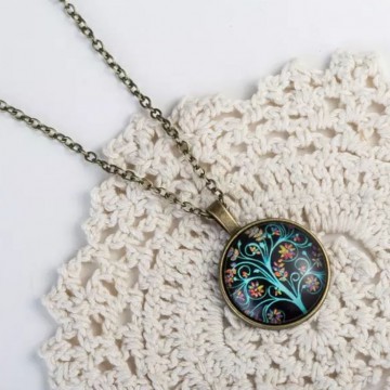 Ketting medaillon cabochon zwart stock