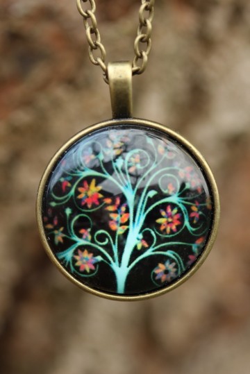 Ketting medaillon cabochon zwart