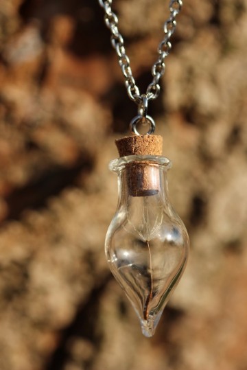 Ketting paardenbloem pluisje flesje met kurk