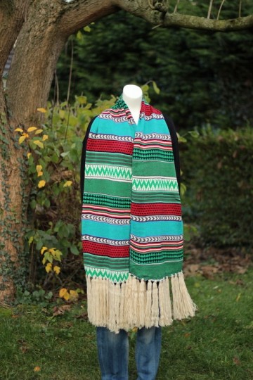 Kleurrijke wintersjaal groen breed