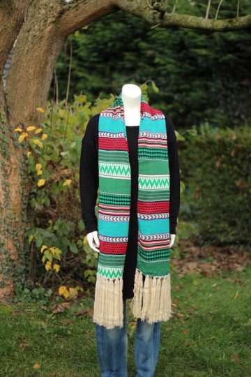 Kleurrijke wintersjaal groen smal