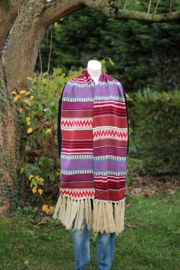 Kleurrijke wintersjaal paars breed